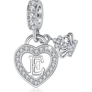 Letter E Letter Charms Silver Heart Alphabet Initial Dangle Charms